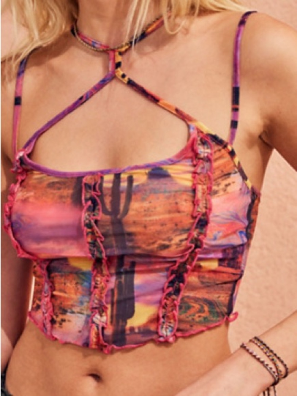 NEW WITH TAGS Urban Outfitters UO Desert Print Cage Cami / Moxie Mesh Tank Top